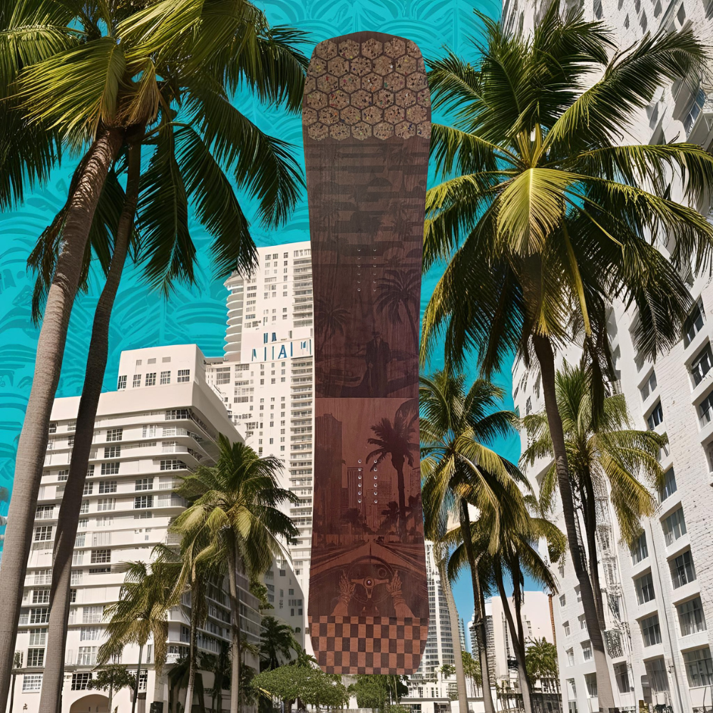 Death on Vacation Miami 157 W - Snowboard Wall Art